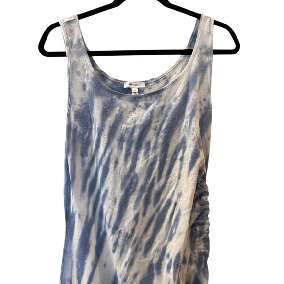 Skinnygirl Connie Women’s Side Ruched Midi Tank Dress Blue Tie Dye Size: Large - Picture 5 of 13